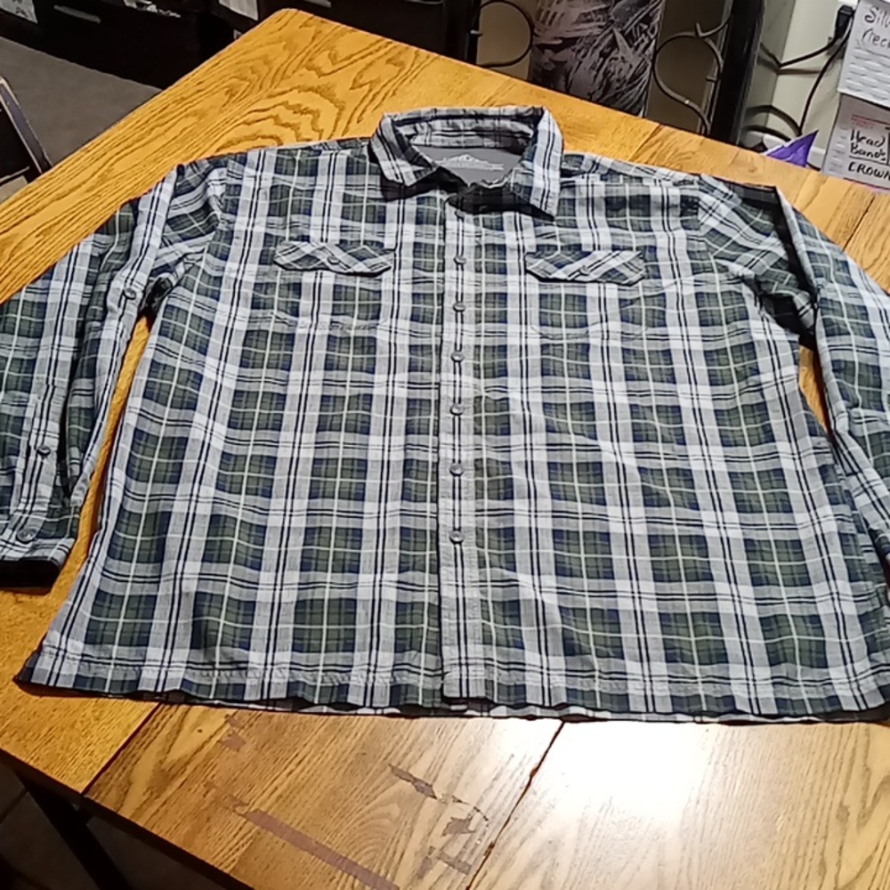 Croft & Barrow Mens Shirt XL GREEN Plaid Preowned Used Casual  Long Sleeve